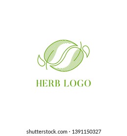 Herb Logo Design Vector Illustration
