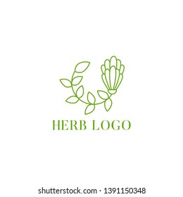 Herb Logo Design Vector Illustration