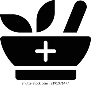 Herb Medicine Icon With Glyph Style, Medical Sign And Symbol Isolated On White Background