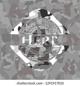 Herb on grey camo texture