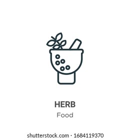 Herb outline vector icon. Thin line black herb icon, flat vector simple element illustration from editable food concept isolated stroke on white background