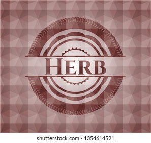 Herb red badge with geometric background. Seamless.