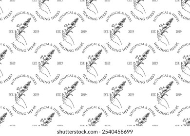 Herb seamless pattern background illustration template. Botanical seamless pattern background template