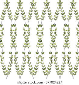 Herb seamless vector pattern. Endless green spring border, Decorative ornate background.Perfect eco texture and wallpaper for wrapping paper, textile, web design, advertisement.Ecological illustration