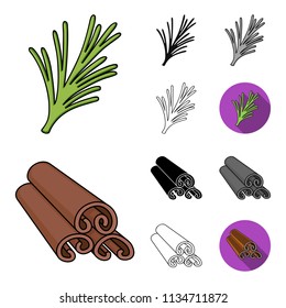 Herb and spices cartoon,black,flat,monochrome,outline icons in set collection for design.Different kinds of seasonings vector symbol stock web illustration.