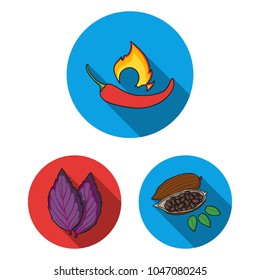 Herb and spices flat icons in set collection for design.Different kinds of seasonings vector symbol stock web illustration.