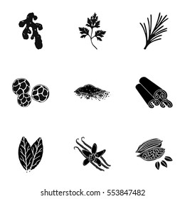 Herb and spices set icons in black style. Big collection of herb and spices vector symbol stock illustration