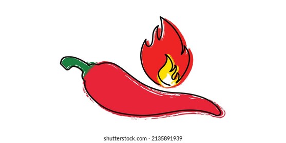 Herb an spices symbol. Hot chilli pepper icon or pictogram. Fire sign. Fresh red hot chilli cayenne peppers.