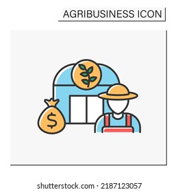 Herb store color icon. Shop which sells medicinal plants, herbs growing for commercial purposes. Agribusiness concept. Isolated vector illustration