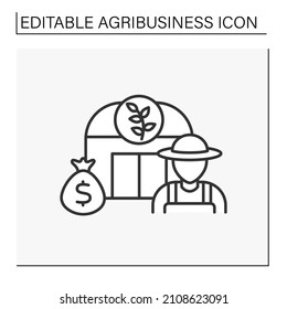 Herb store line icon. Shop which sells medicinal plants, herbs growing for commercial purposes. Agribusiness concept. Isolated vector illustration. Editable stroke