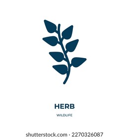 Kräutervektorsymbol. Kräuterpflanzen, natürliche, pflanzengefüllte Symbole aus dem flachen Wildtierkonzept. Einzeln schwarzes Symbol, Vektorgrafik-Symbol-Element für Webdesign und mobile Apps