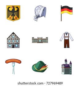 Herba, Germany, symbols, and other web icon in cartoon style.Building, towers, roof, icons in set collection.