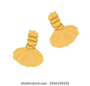 Herbal bags for Thai massage. Vector illustration on a white 