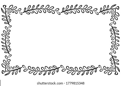Herbal black minimalistic vector frame. 