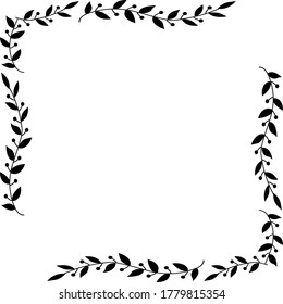 Marco vectorial minimalista de color negro herbal. 