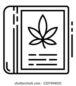 Herbal book, line vector icon, 