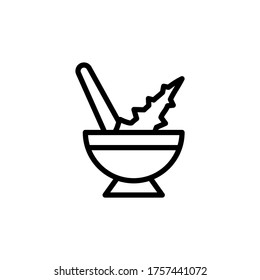 Herbal bowl aloe vera icon. Simple line, outline vector elements of healing plant icons for ui and ux, website or mobile application