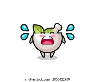 herbal bowl cartoon illustration with crying gesture , cute style design for t shirt, sticker, logo element