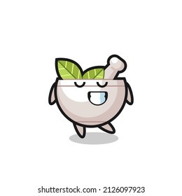 herbal bowl cartoon illustration with a shy expression , cute style design for t shirt, sticker, logo element
