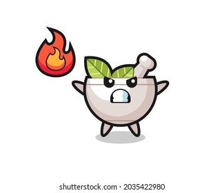 herbal bowl character cartoon with angry gesture , cute style design for t shirt, sticker, logo element
