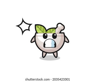 herbal bowl character cartoon with shocked gesture , cute style design for t shirt, sticker, logo element