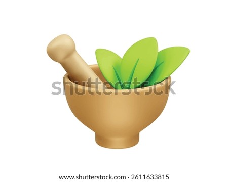 Herbal bowl icon 3d rendering illustration. herbs bowl icon 3d render