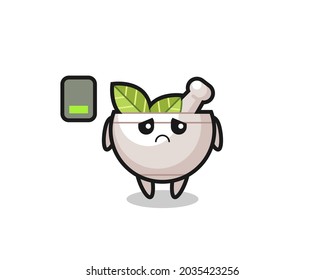 herbal bowl mascot character doing a tired gesture , cute style design for t shirt, sticker, logo element