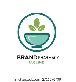 Logotipo de Caduceus de ervas com folhas e cápsula explosiva