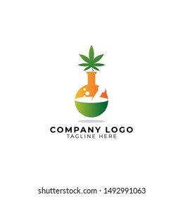 herbal cannabis lab with flask Labs logo vector icon ilustration