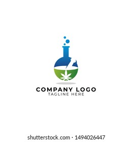 herbal cannabis lab with flask Labs logo vector icon ilustration