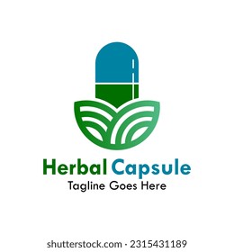 Ilustración del logotipo de diseño de cápsulas herbales