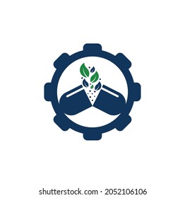 Herbal capsule gear shape concept logo vector icon illustration Template. Capsule pharmacy medical logo template vector.