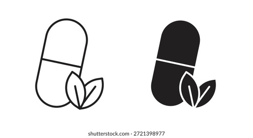 Conjunto de concepto de icono de cápsula de hierbas. Colección de íconos simple