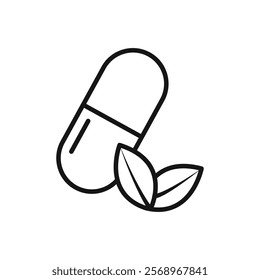 Herbal capsule icon Isolated flat vector in outline