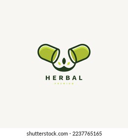 herbal capsule icon pill leaf medicine logo design 4