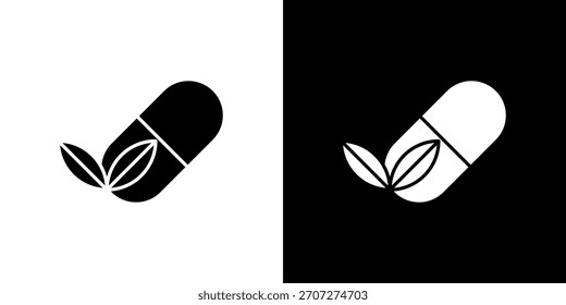Icono de cápsula de hierbas en conjunto de silueta sólida. Ilustración vectorial.