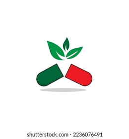 Herbal capsule logo design Free Vector