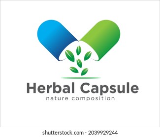 Herbal Capsule for logo design and health hospital clinic