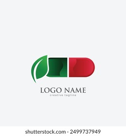 Herbal capsule logo, lab logo, cure, medic, drug, medicine logo, medical care, leaves, bio, herbal fully editable logo template