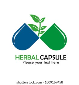 Kräuterkapsel Logo-Vorlagengrafik. geeignet für Medizin, Arzneimittel, Arzneimittel, Naturprodukte usw.