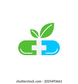 herbal capsule logo template vector icon