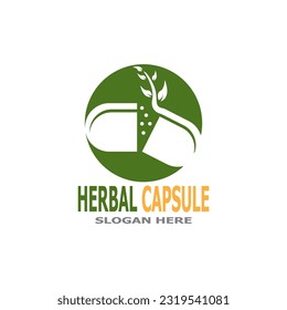 Herbal Capsule pharmacy logo vector illustration