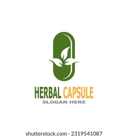 Herbal Capsule pharmacy logo vector illustration