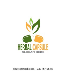 Herbal Capsule pharmacy logo vector illustration