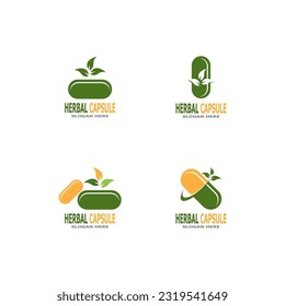 Herbal Capsule pharmacy logo vector illustration