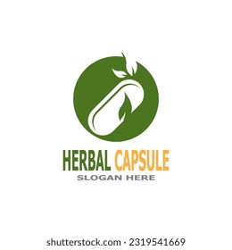 Herbal Capsule pharmacy logo vector illustration