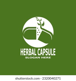 Herbal Capsule pharmacy logo vector illustration