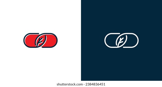 Herbal Capsule Pill Leaf Medicine Drug Logo Designs, Vector Icon Design Illustration.