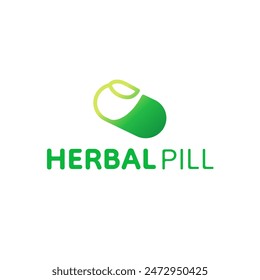 Herbal capsule pill leaf medicine drug logo