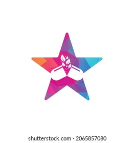 Herbal capsule star shape concept logo vector icon illustration Template. Capsule pharmacy medical logo template vector.